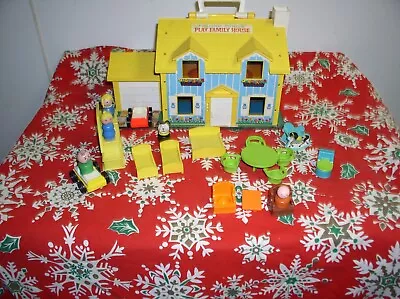 Vintage 1969 Fisher Price LITTLE PEOPLE #952 Yellow HOUSE W/o Box COMPLETE Exc • $54.95