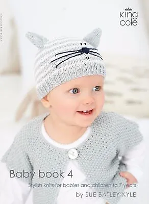 King Cole Baby Knitting Patterns Book 4 - 35+ Items Coats Hats Jackets Blankets • £9.99