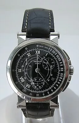 Stunning Movado Vizo 84 C5 898 Stainless Black Dial 22j Men's Chronograph Watch • $399.99