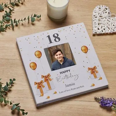 Personalised 18th Birthday Photo Album Linen Cover With Gold Balloons LLPA-19 • £25.99