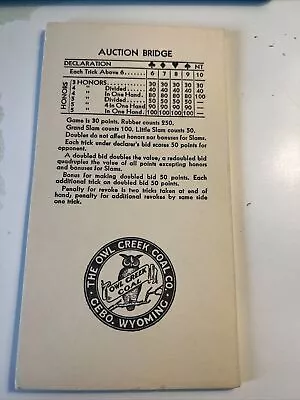 RARE NOS 1934 Owl Creek Coal Company Gebo WY Bridge Score Sheet UNUSED  #FA • $39.99