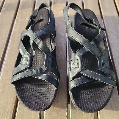 MERRELL Agave Black Leather Strappy Performance Sandals J33198 Women's Size 10 • $21.99