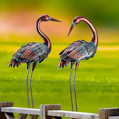 Crane Garden Statues Outdoor Metal Heron Yard Art Bird Sculpture For Lawn Patio  • $135.36