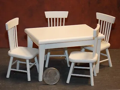 Dollhouse Miniature Kitchen Table Chair Set White 1:12 Scale C175 Dollys Gallery • $24.99