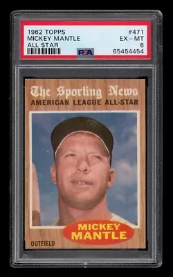 1962 Topps Set-Break #471 Mickey Mantle All Star PSA 6 EX-MT • $349