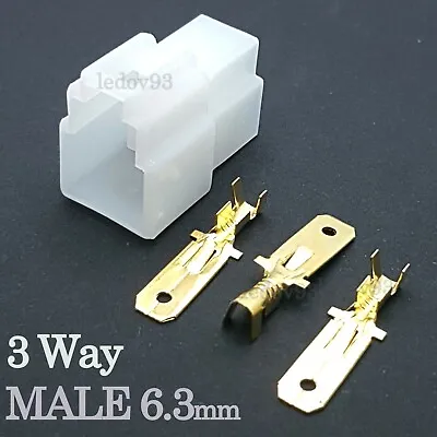 3 Way 6.3mm Pin Electrical Wiring Connector Terminals Motorcycle Car 3 Wire Port • £2.75