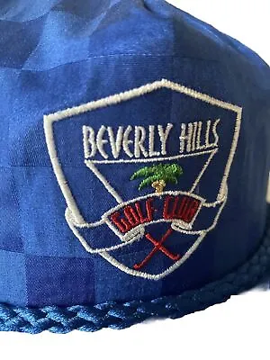 Vintage Beverly Hills Golf Club Hat Cap Leather Strap Checkered Blue USA NEW • $24.99