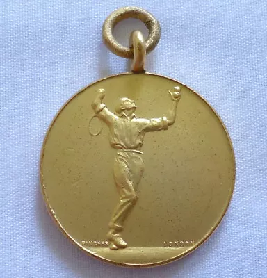 £8.95 • Buy Vintage Sport Medal Fob Tennis Gilt 25mm John Pinches