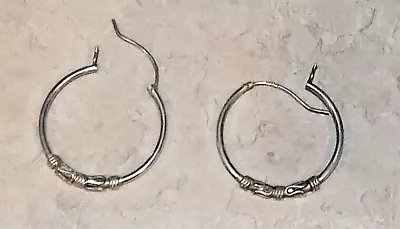 Vintage MC Backward Marsala 925 Silver Hoop Earrings Estate Jewelry Celtic • $5.99