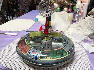 Vintage Battery Operated Tin SPACE STATION Space Toy • $750