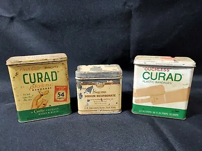 Vintage Bandage Tins For Curad Bandaids Set Of 3 Cans From Healthcare  • $25