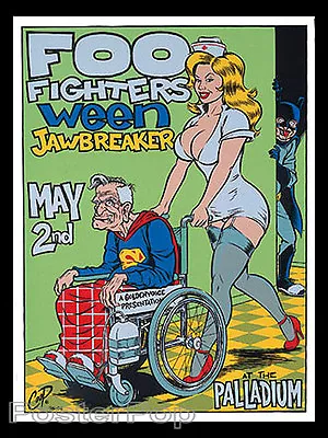 $350 • Buy Coop Foo Fighters Ween Silkscreen Concert Poster 1996 Superman Comic Signed Mint