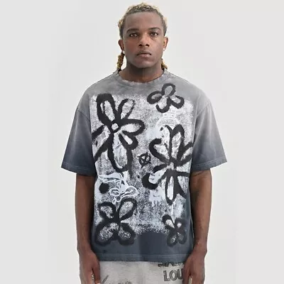 Saint Flower Graffiti Painting T-Shirt Unisex Casual Vintage Washed Short Sleeve • $33.99