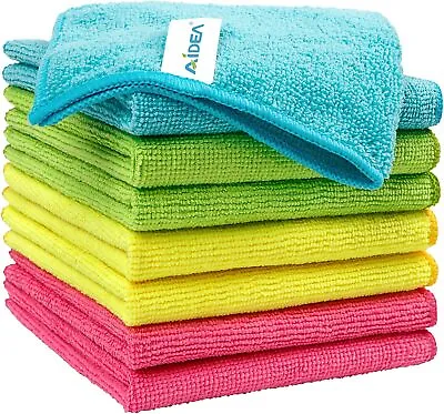 AIDEA Microfibre Cleaning Cloths 8 PackReusable Kitchen Cleaning Towels Dish C • £6.89
