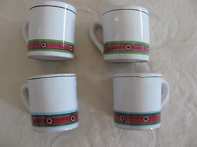 Deruta Pottery Italy Villagio-Multi-Color Geometric- Set Of 4 Mugs • $29.74