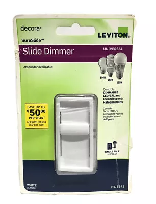 Leviton Slide Dimmer White Dimmer Universal LED/Incandescent-Halogen • $14.99