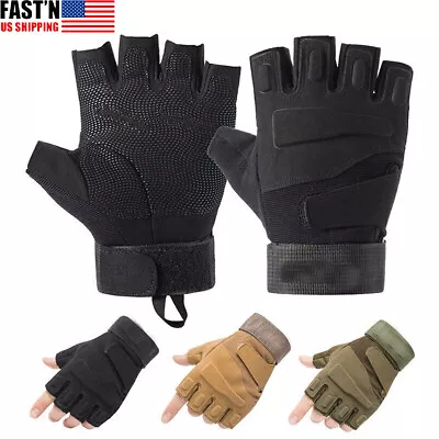 Men's Tactical Gloves Fingerless Military Paintball Mittens Half Finger Gloves • $11.89