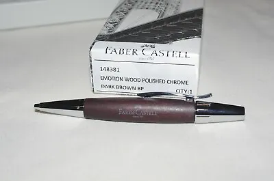 Faber Castell E-Motion Wood Ballpoint Pen - Dark Brown Polished Chrome 148381 • $70