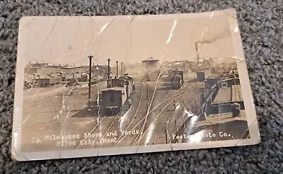 RPPC Postcard Milwaukee Shops Miles City Montana Milwaukee Road Railroad Trains • $9.99