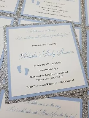 10 X Handmade Personalised Baby Shower Invitations • £11.99