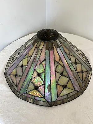 Vintage Tiffany Style Stained Glass Lamp Shade Mid Century  • $79.96