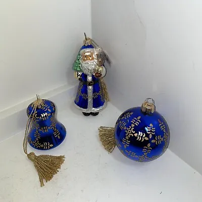 $60 • Buy Waterford Marquis Santa Ball Bell Set Of 3 Christmas Ornaments New No Box