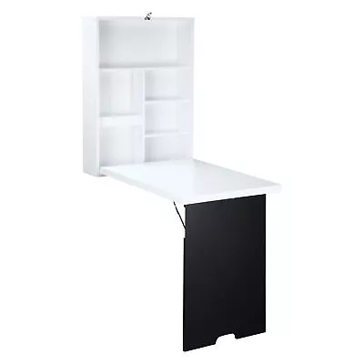 Fold Out Desk Wall Mount Folding Floating Table Hideaway With Blackboard Shelves • $116.99