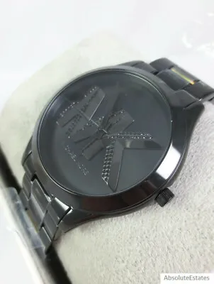 NEW Michael Kors Slim Oversized Runway Black Logo Watch MK4734 NWT Unisex NIB • $159.99