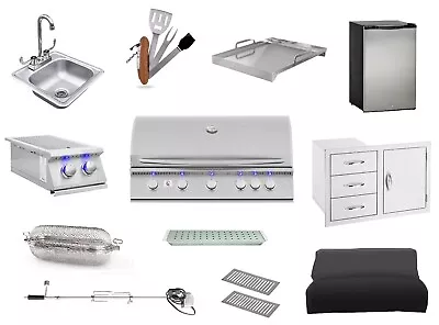 $6050 • Buy Summerset Grill Package 40  Grill, Double Side Burner, Mini Fridge, Sink & More!
