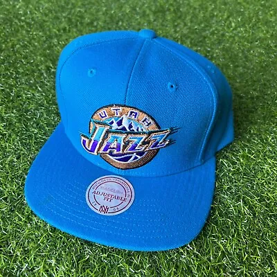 Utah Jazz HWC Snapback Baby Blue Mitchell & Ness Hat NBA Cap New Adult US • $25