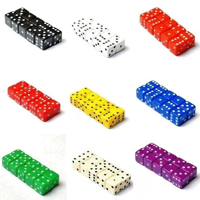 Six Sided 7mm D6 Dice Board Game RPG White Ivory Black Blue Green Red Yellow • £5.29