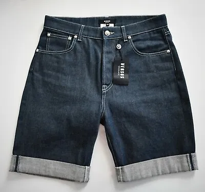 🆕️ VERSACE VERSUS Dark Blue 100% Cotton DENIM Cuffed Men's Shorts US-32 • $165