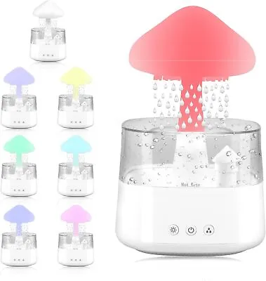 Rain Drop Cloud Humidifier Rain Drop Sound Aromatherapy Oil Essential Night Lamp • £26.89