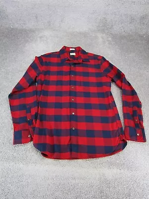 J.Crew Shirt Mens Medium Red Gray Buffalo Check Flannel Long Sleeve • $17.99