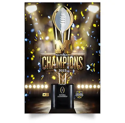 Michigan Wolverines Football Playoff 2023 National Champions Poster Decor Home • $26.99