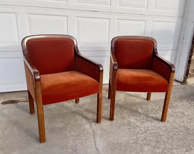 Pair Of Vintage Mid-Century Modern Helikon Walnut Arm Chairs • $625