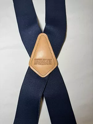 Duluth Trading Co X-Back Button Suspenders Navy Blue 2 Inch Wide • $18.88