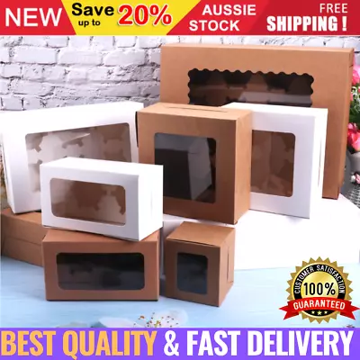 Cupcake Box Cases 2/4/6/12 Holes Clear Window Cupcake Display Boxes Muffin Cups • $12.75