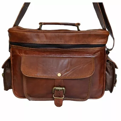 $48.14 • Buy Real Vintage Genuine Brown Goat Leather Cross Body Shoulder Handmade Camera Bag