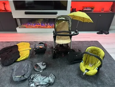 Baby Pram 3 In 1 Travel System Used Isofix Base Covers Footmuffs Car SeatBa • £111