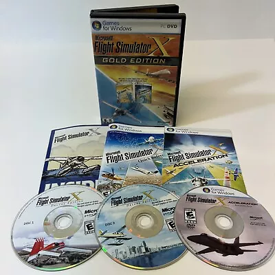 Microsoft Flight Simulator X Gold Edition (3-Disc Set PC) W/ CD Key Manuals • $20.36