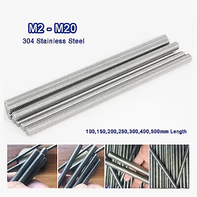 £17.27 • Buy Metric M2~M27 A2 304 Stainless Steel Threaded Rod Studding Bar - Various Lengths