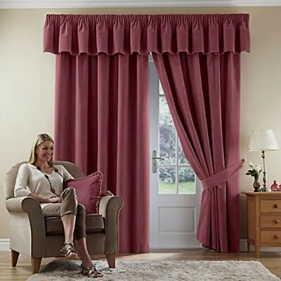 OLD ROSE Thermal Velour Ready Made Blackout Caravan Curtains Pencil Pleat  Lined • £24.99