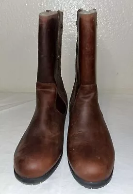 UGG Australia Burrough Brown Leather Waterproof Women Boots Size 7.5/ 38.5 • $129.99