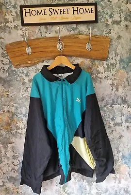 Mens Puma Vintage 90's Zip-up Nylon Festival Shellsuit Tracksuit Top Jacket Uk S • £9.99