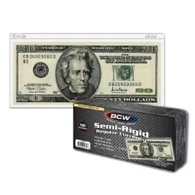 1 SEMI-RIGID Vinyl Money Protector Sleeve US Dollar Bill CURRENCY HOLDERS BCW • $1.25