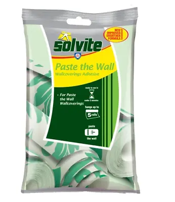 Solvite PASTE THE WALL Wallpaper Paste Sachet 5 Roll Smooth Easy Quick Mix • £5.75