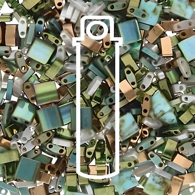 Miyuki Tila Beads 5mm 2-hole Square Earthly Treasures Mix Asst Sizes 7.2GM • $6.49