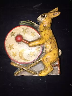 $75 • Buy Vaillancourt Folk Art Rabbit Bunny With Drum 1987 Chalkware Collectible VFA-2