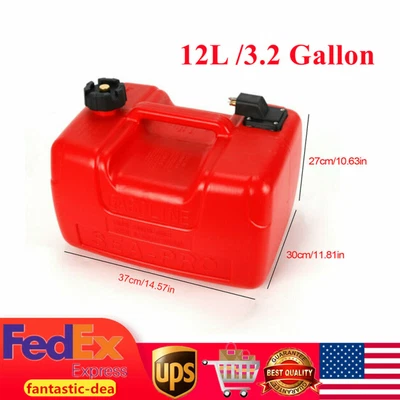$58 • Buy Portable Boat Fuel Tank 12L /3.2 Gallon Boat Gas Tank Outboard Marine Tank USA